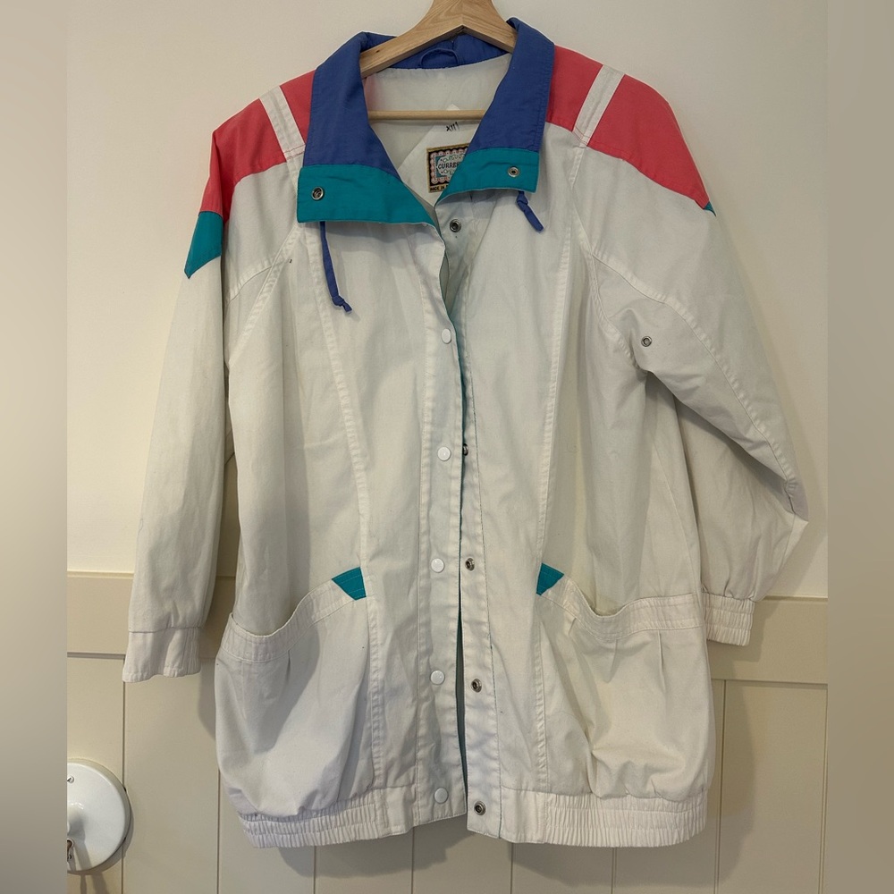 Colorful Women's Jacket 1980’s pastel color block‎ roomy M